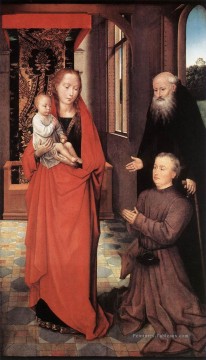 Vierge à l’Enfant avec Saint Antoine l’Abbé et un Donateur 1472 hollandais Hans Memling Peinture à l'huile